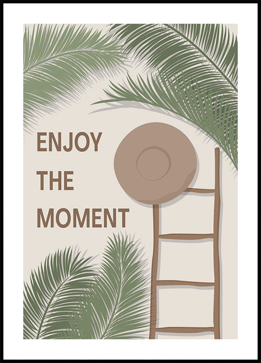 Enjoy the Moment 3, Tropical Summer Quote With Ladder and Hat Plakat