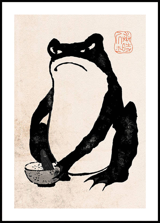 Samurai Frog Ink Art  Plakat