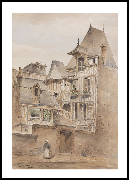 Street Scene With Medieval Houses By Arnold W. Brunner Plakat - Posterbox.dk