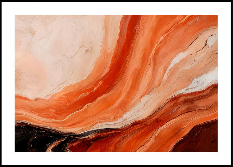 Orange And Beige Marbled Effect Plakat