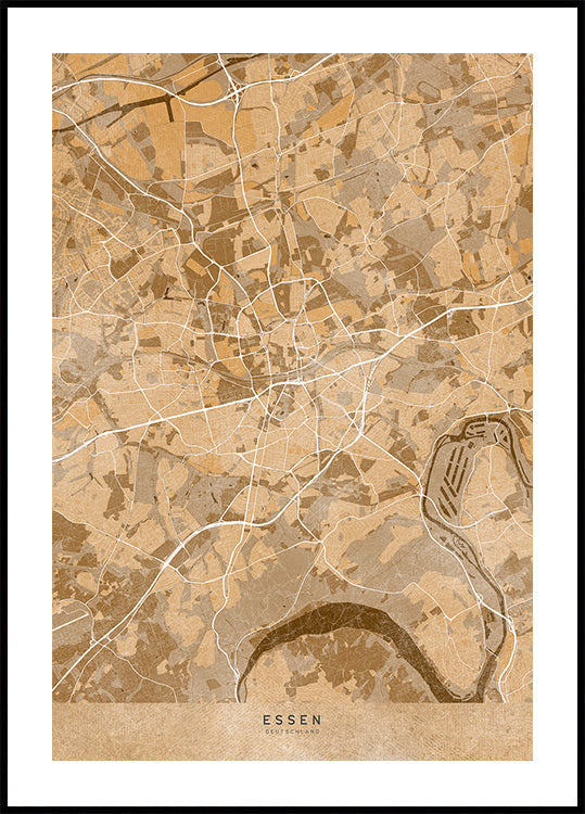 Sepia vintage map of Frankfurt downtown Germany Plakat
