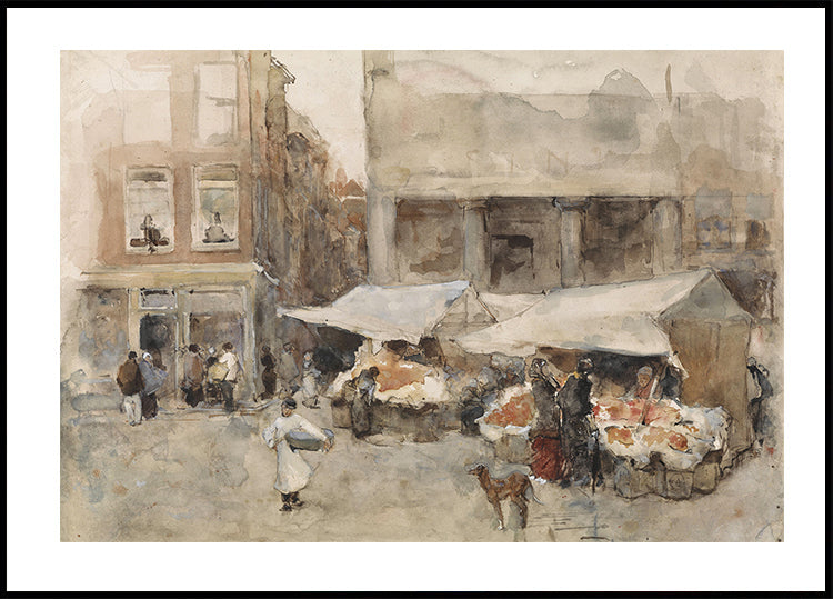 Markt Met Bloemenstalletjes By Floris Arntzenius Plakat - Posterbox.dk