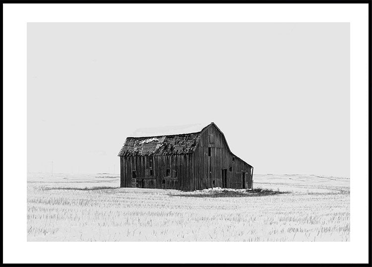 Farm Barn in Winter Plakat - Posterbox.dk