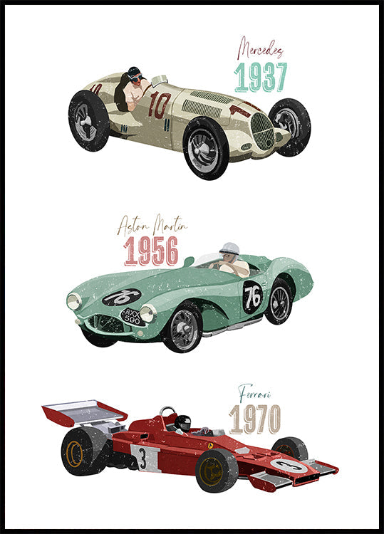 Vintage Racecars Plakat