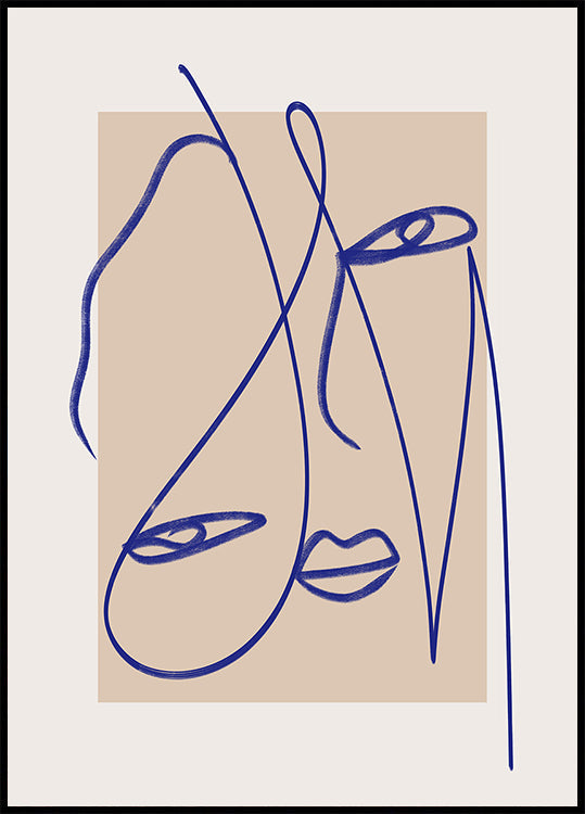 Abstract Blue Line Art Plakat