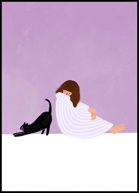 Girl and Cat Plakat
