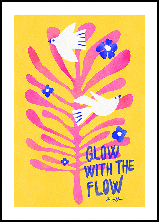Birds - Glow with the Flow pink Plakat