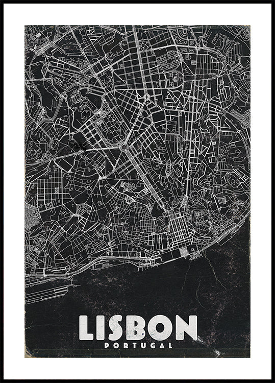 Lisbon Portugal Vintage Travel Map Plakat