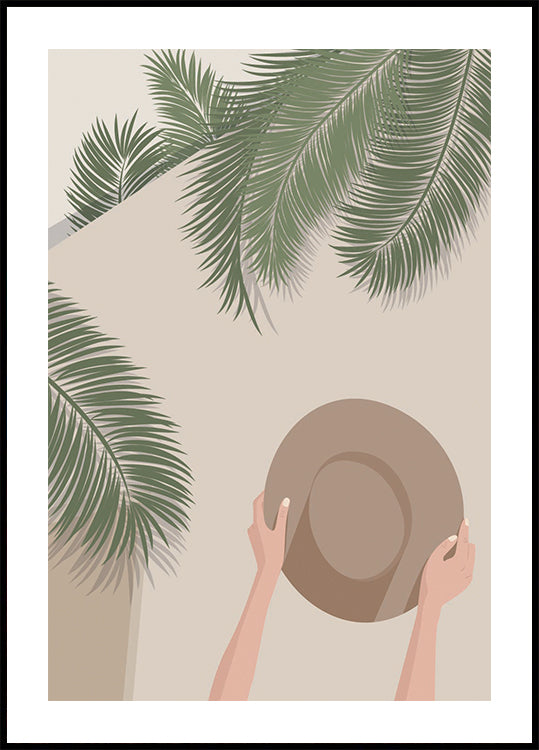 Enjoy the Moment 1, Tropical Palms and Summer Hat  Plakat