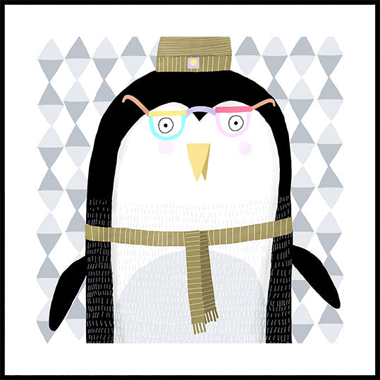 Cute Penguin With Wooly Hat By Artist Carla Daly Plakat