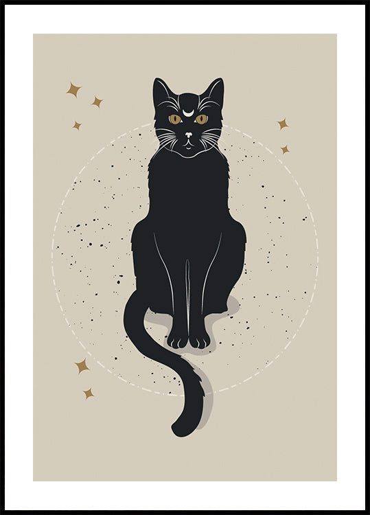 Moon Cat, Mystical Black Cat Plakat