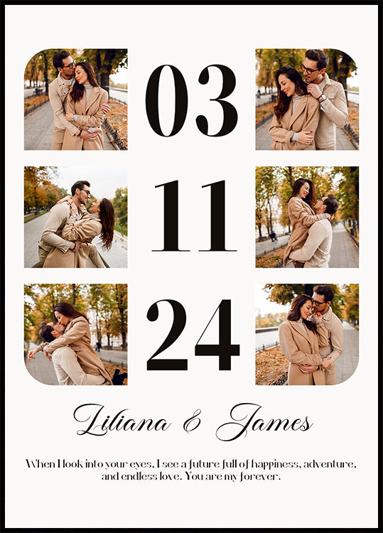 Anniversary Date Personalized Photo Collage Plakat