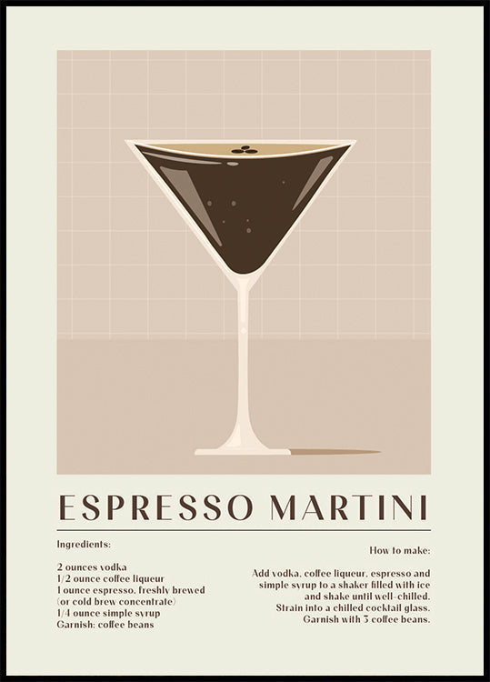 Espresso Martini Recipe Plakat - Posterbox.dk