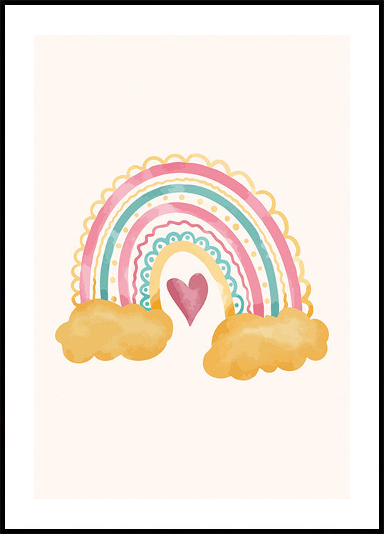 Colorful Rainbow and Heart Design Plakat - Posterbox.dk