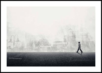 Walking the Streets Poster, Minimalist Urban Surreal Wall Art Plakat