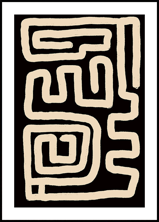 Beige Maze Lines Plakat