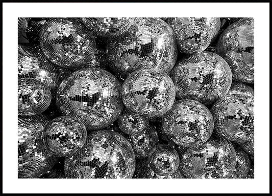 Disco Balls in Black and White Plakat