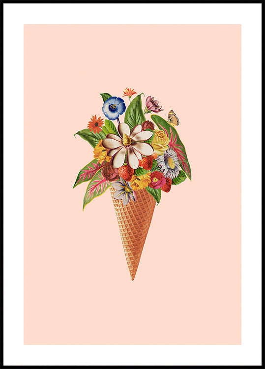 Botanical pink ice cream Plakat