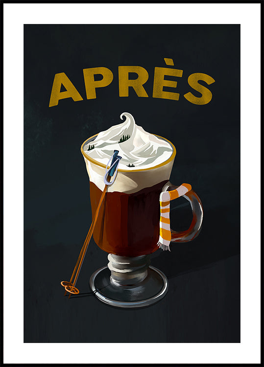 Apres Hot Cocoa Cocktail Ski Art Plakat