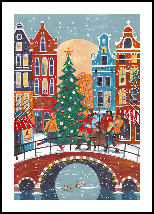 Snowfall in Amsterdam Plakat