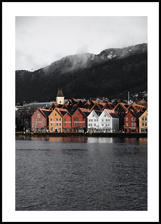 View Of Bryggen, Norway Portrait Plakat