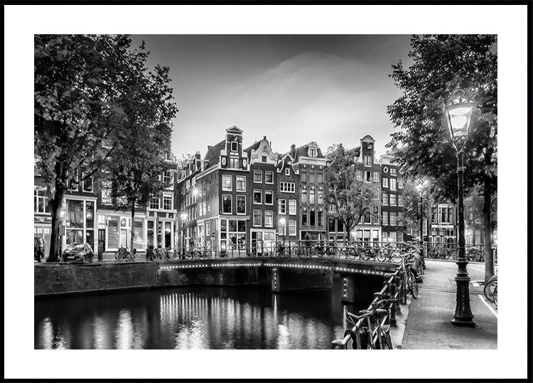 AMSTERDAM Idyllic impression from Singel - Monochrome Plakat