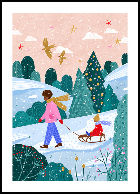 Snowy Sledge Walk Plakat