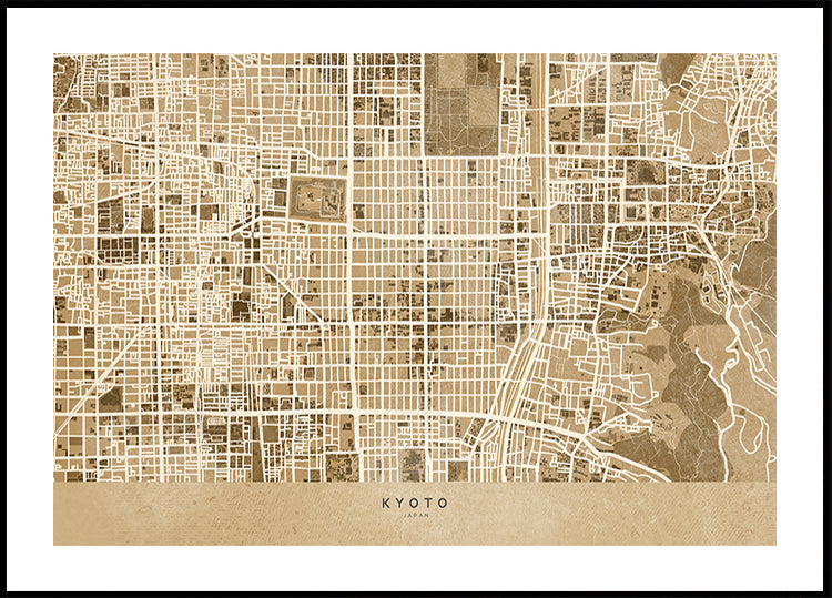 Sepia map of Kyoto Plakat