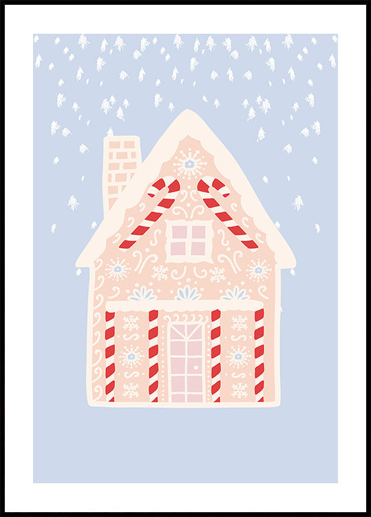 Blue Gingerbread House Plakat