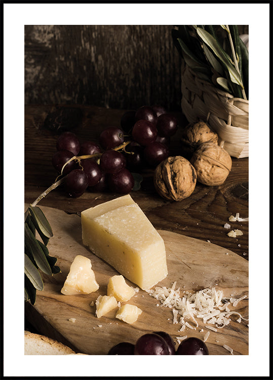 Rustic Cheese and Fruit Still Life Plakat - Posterbox.dk