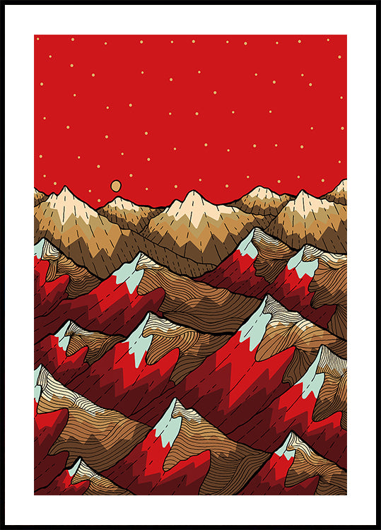 Golden red peaks Plakat
