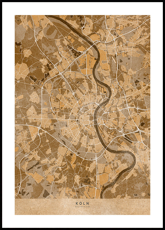 Sepia vintage map of Köln Germany Plakat