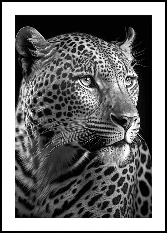 Black and White Leopard  Plakat