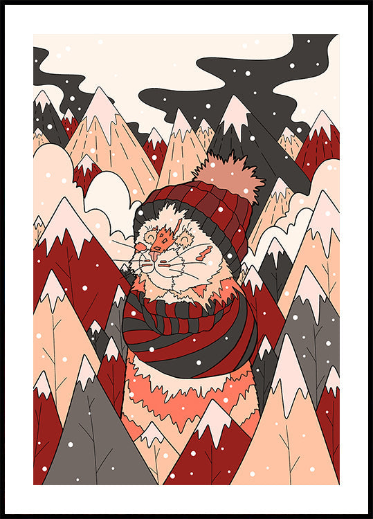 Cozy winter cat Plakat