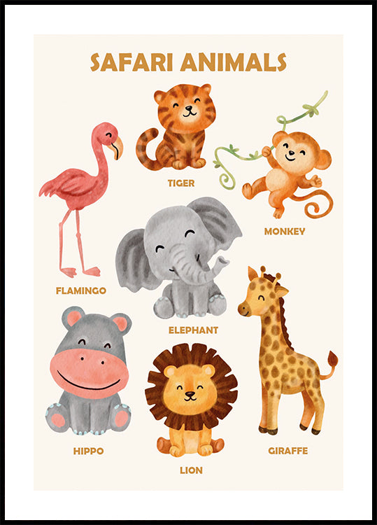 Safari Animals Plakat - Posterbox.dk