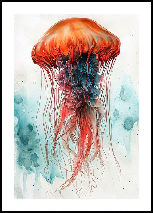 Animal Watercolor Art Medusa Sea Life Plakat