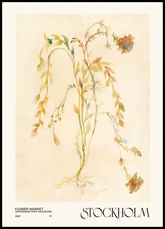 Watercolor print collection. Flower market - Stockholm