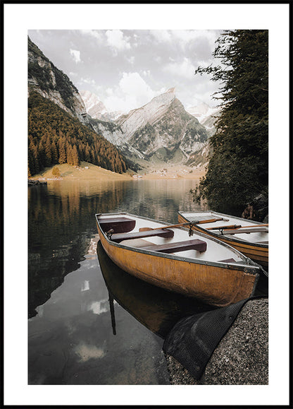 A Boat in a Mountain Lake Plakat