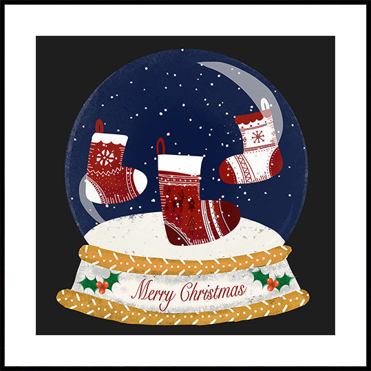 Christmas Stocking Snow Globe - Merry Christmas Plakat
