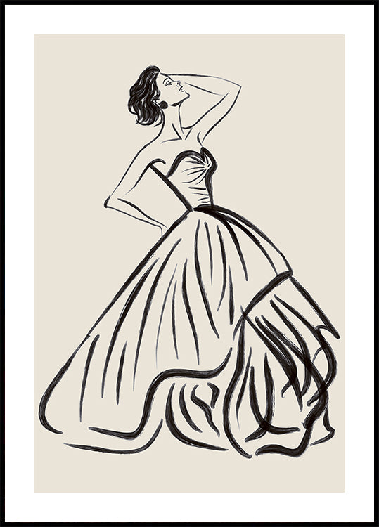 Elegant Woman Sketch Plakat