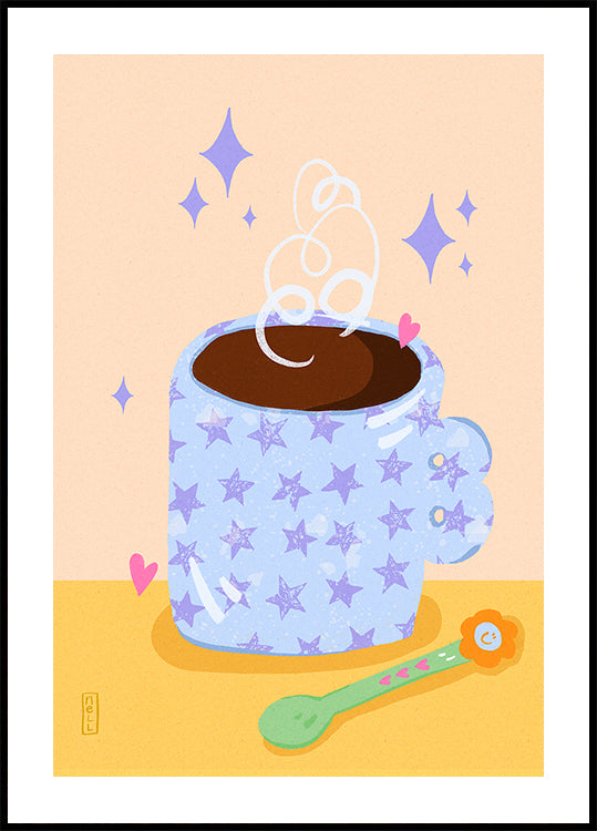 Coffee Time Retro Illustration Plakat