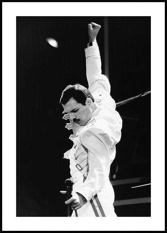 Freddie Mercury Live Hand Up Plakat - Posterbox.dk