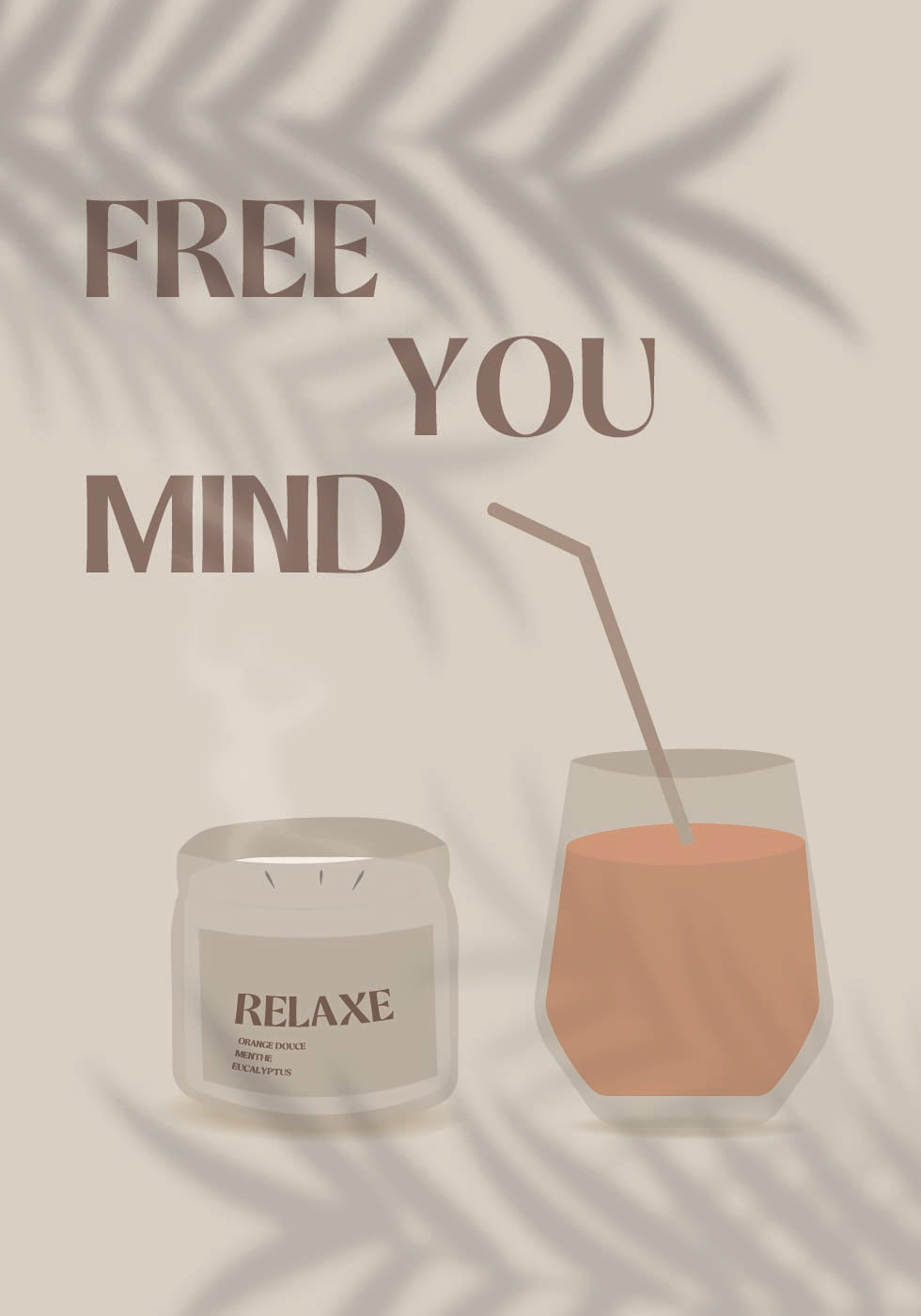 Free Your Mind 2, Calming Summer with Candle and Juice Glass Plakat