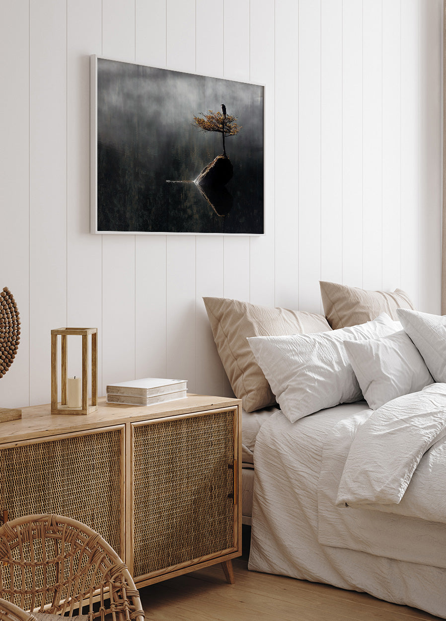 Heron Sitting On The Bonsai Tree Plakat - Posterbox.dk