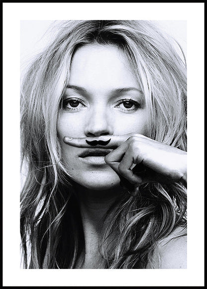 Kate Moss Mustache Mimicking Plakat