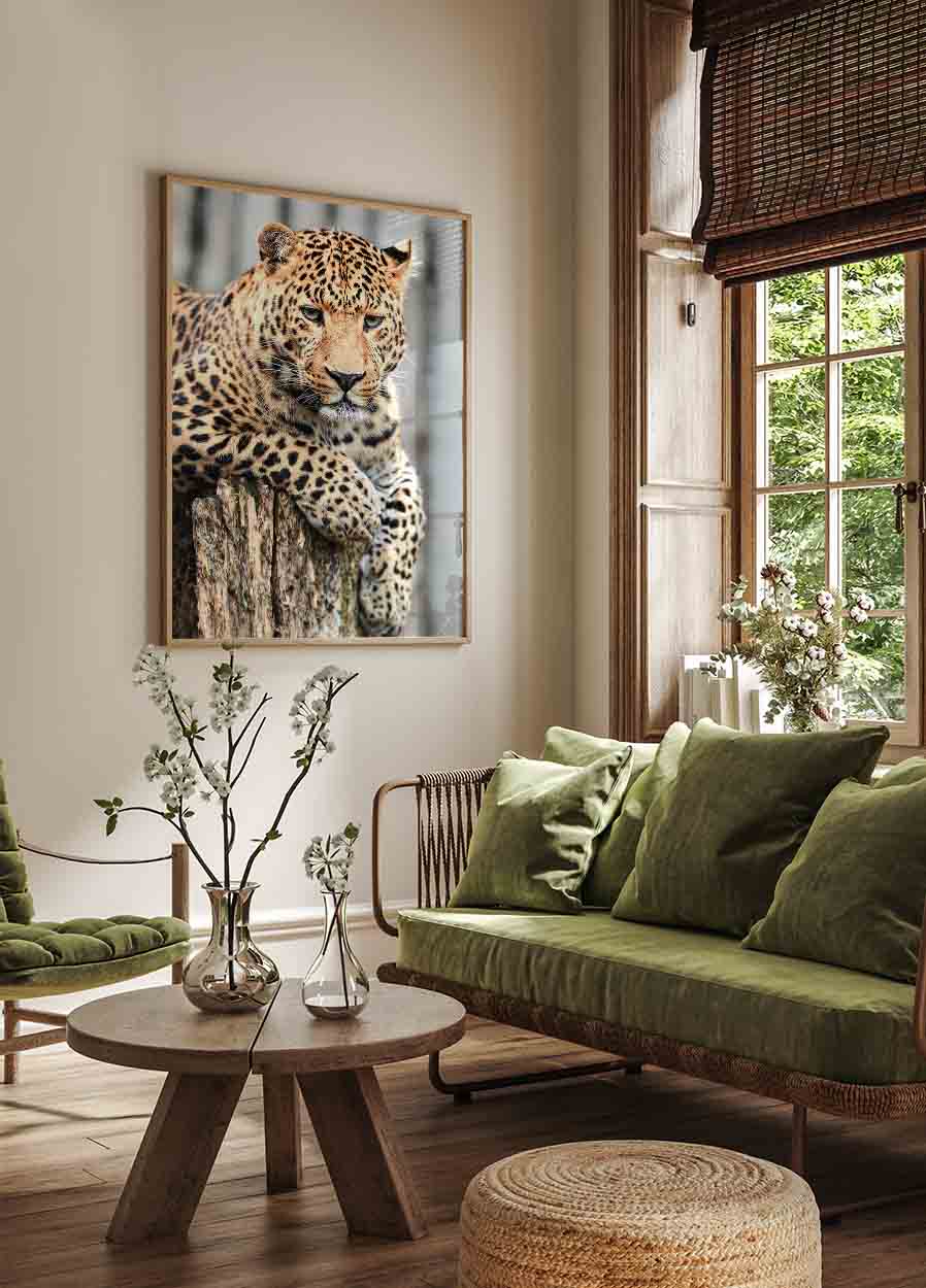 Leopard on a Stump Poster - Posterbox.dk