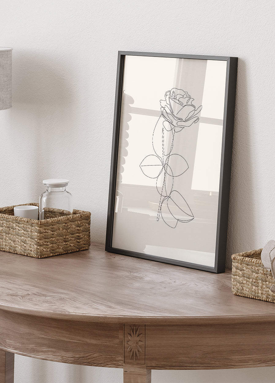 Line Art Rose Plakat - Posterbox.dk