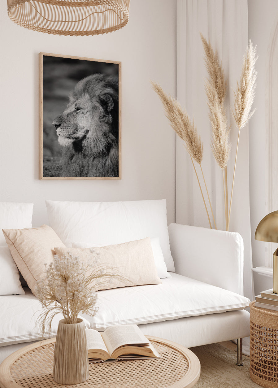 Male Lion Profile Plakat - Posterbox.dk