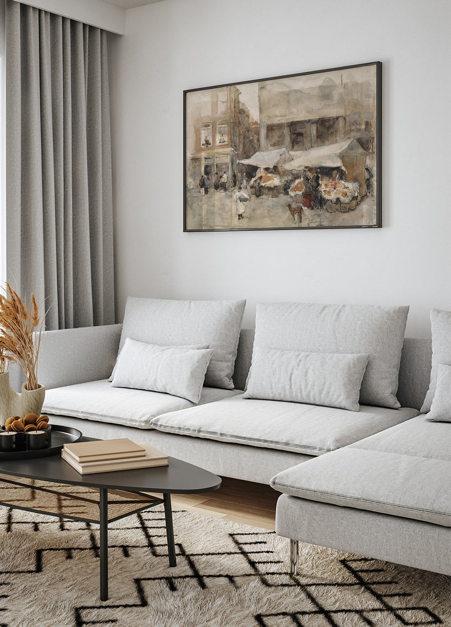 Markt Met Bloemenstalletjes By Floris Arntzenius Plakat - Posterbox.dk