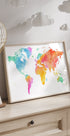 Multicolor Watercolor World Map Plakat - Posterbox.dk